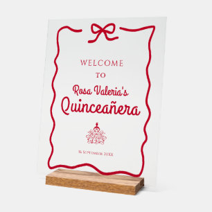 Señal Acrílica Mesa de bienvenida Red Quinceañera