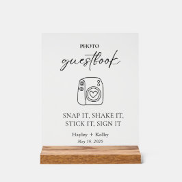 Señal Acrílica Mesa de Libro de Visitas con Foto
