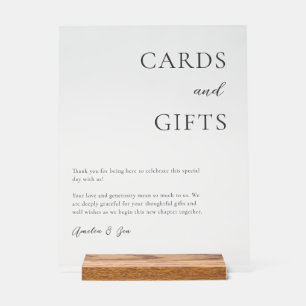 Señal Acrílica Mesa de Regalos de Tarjetas Gracias Blanco Negro E
