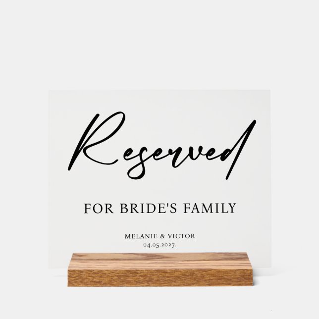Señal Acrílica Mesa reservada Boda  (Anverso)