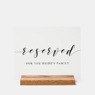 Señal Acrílica Mesa Reservada de Boda con Caligrafía Moderna