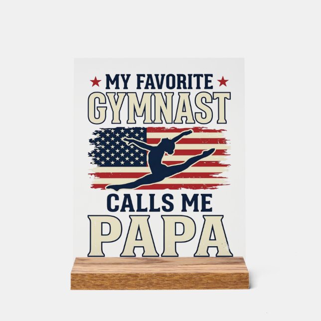 Señal Acrílica Mi gimnasta favorita me llama Papa Patriótico Vint (Anverso)