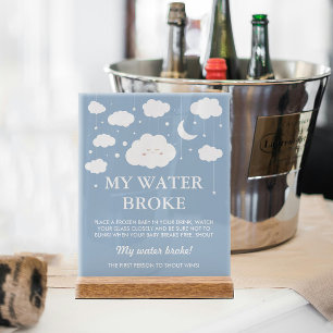 Señal Acrílica Mi juego de Baby Shower de Water Broke Blue Cloud 