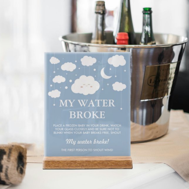 Señal Acrílica Mi juego de Baby Shower de Water Broke Blue Cloud  (Subido por el creador)