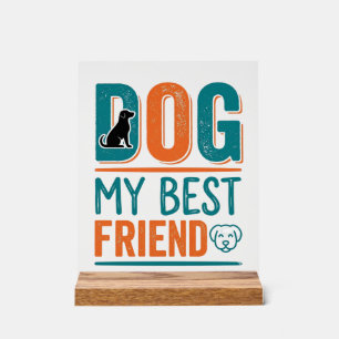 Señal Acrílica Mi mejor amigo perro Diseño de camiseta vintage pa