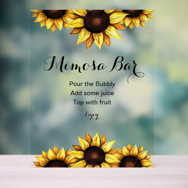 Señal Acrílica Mimosa Bar Sunflower Boda (Neutral )