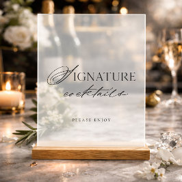 Señal Acrílica Minimal Clear Acrylic Signature Cocktails Wedding 