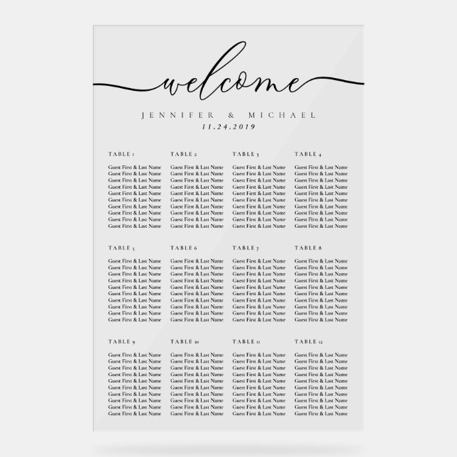 Señal Acrílica Minimal Lux Clean Simple Wedding Table Numbers (Anverso)