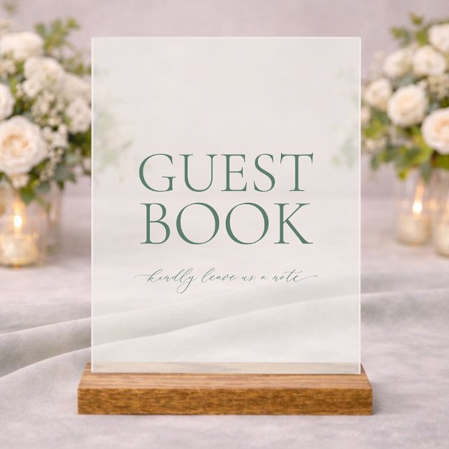 Señal Acrílica Minimal Sage Green Acrylic Wedding Guest Book Sign (Subido por el creador)