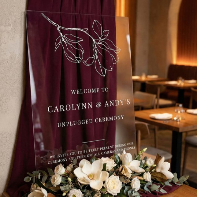 Señal Acrílica Minimal Welcome Unplugged Wedding Ceremony Clear (Subido por el creador)