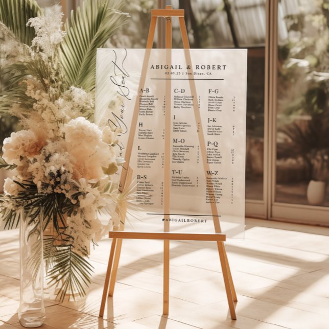 Señal Acrílica Minimalist Alphabetical Wedding Seating Chart (Subido por el creador)