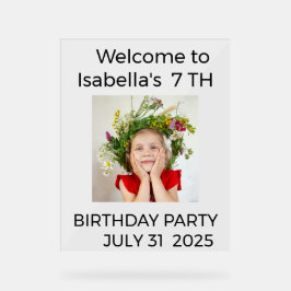 Señal Acrílica Minimalist Baby Birthday Invitation with Photo