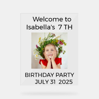 Señal Acrílica Minimalist Baby Birthday Invitation with Photo