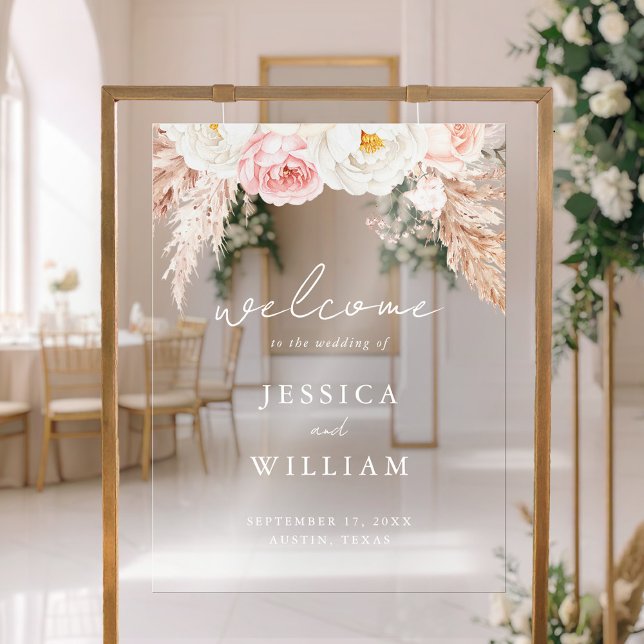 Señal Acrílica Minimalist Boho Fall Floral Wedding Welcome (Subido por el creador)