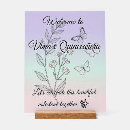 Señal Acrílica Minimalist Botanical Quinceañera Acrylic Sign