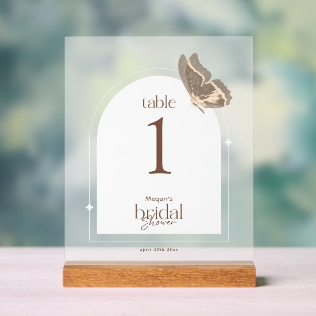 Señal Acrílica Minimalist Bridal Shower Table Number Frosted (Neutral )