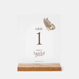 Señal Acrílica Minimalist Bridal Shower Table Number Frosted