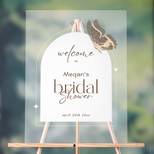 Señal Acrílica Minimalist Bridal Shower Welcome Arch Frosted (Neutral )