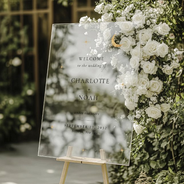 Señal Acrílica Minimalist Elegant Celestial Wedding Welcome (Subido por el creador)