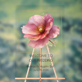 Señal Acrílica Minimalist Pink and Gold Poppy Wedding