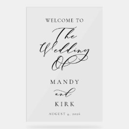 Señal Acrílica Minimalist Script Wedding Welcome Sign | Elegant 