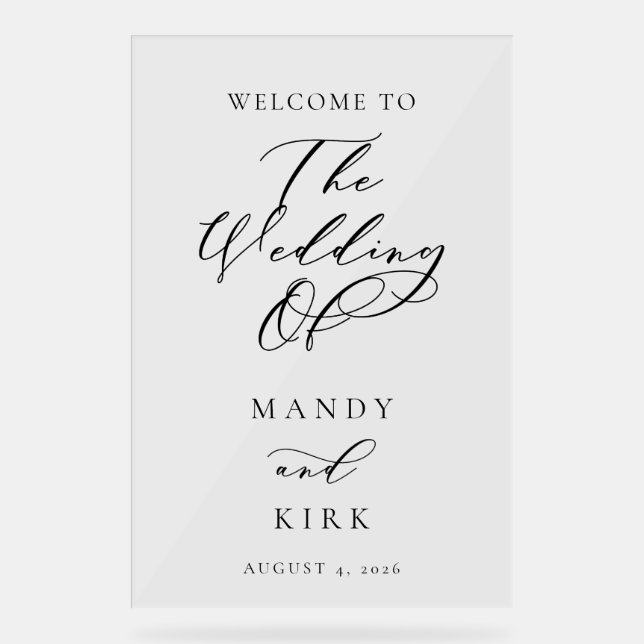 Señal Acrílica Minimalist Script Wedding Welcome Sign | Elegant  (Anverso)