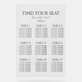 Señal Acrílica Minimalist Wedding Seating Chart | Custom Modern 