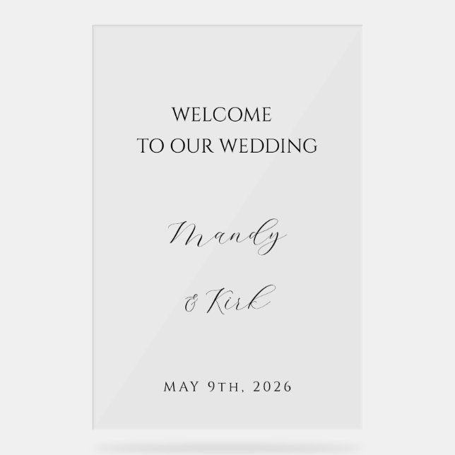 Señal Acrílica Minimalist Wedding Welcome Sign | Custom Modern  (Anverso)