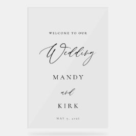 Señal Acrílica Minimalist Wedding Welcome Sign Elegant Script 