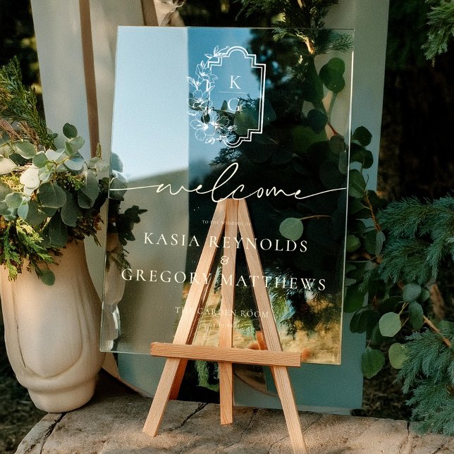 Señal Acrílica Mínimo moderno | Bienvenida al Boda monograma (Subido por el creador)