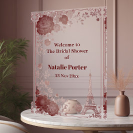 Señal Acrílica Miss to Mrs Paris Bridal Shower Eiffel Tower Chic