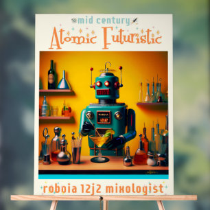 Señal Acrílica Mixólogo de Robot Futurista Retro ROBIA 12J2