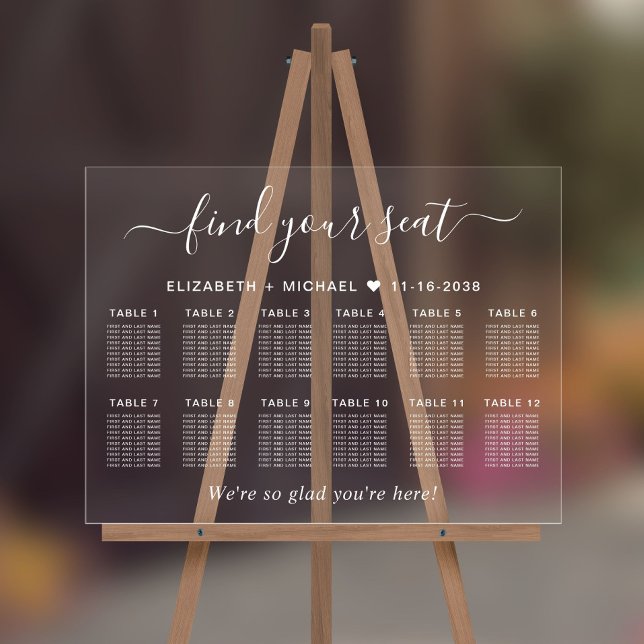 Señal Acrílica Moda 12 Asientos de Bodas blancos de mesa (Subido por el creador)