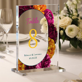 Señal Acrílica Moda amarillo rosa verde rosa boda floral número d