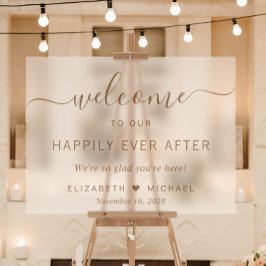 Señal Acrílica Moda Boda de guión dorado bienvenida Frosted