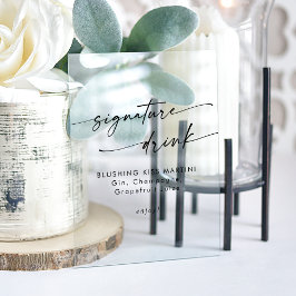 Señal Acrílica Moda Boho Boda de acrílico transparente Bebida de 