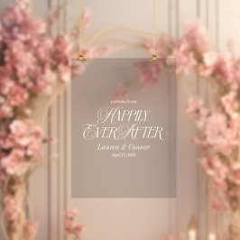 Señal Acrílica Moda Elegante Feliz Siempre Después De La Bienveni