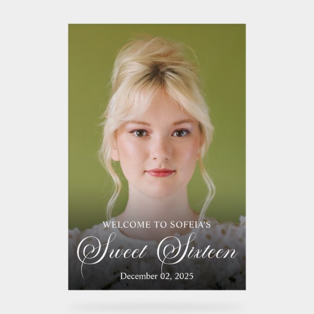 Señal Acrílica Moda Elegante Guión Blanco Dulce Foto (Anverso)