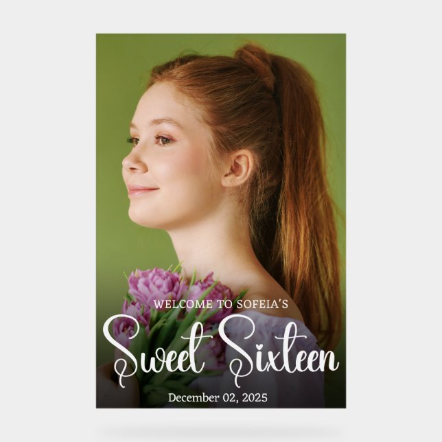 Señal Acrílica Moda Elegante Guión Blanco Dulce Fotos Acry (Anverso)