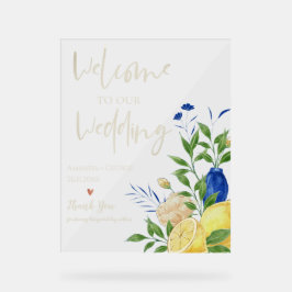 Señal Acrílica Moda Elegante verano Boda de flores de limón