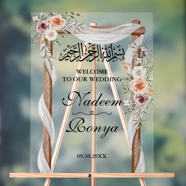 Señal Acrílica Moda Fiesta árabe islámico floral rosa musulmán (Neutral )