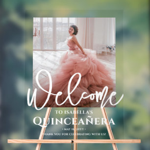Señal Acrílica Moda Quinceañera Foto de bienvenida Fiesta de cump