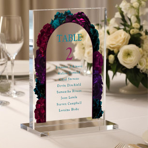 Señal Acrílica Moda tonos de joyas flores números de bodas asient