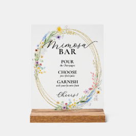 Señal Acrílica Moda Wildflowers Bridal Brunch Mimosa Bar