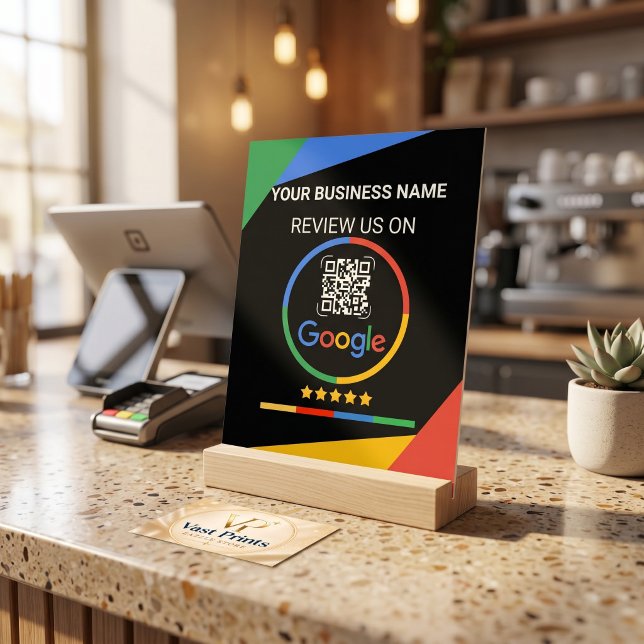 Señal Acrílica Modern Black Google Review QR Code (Modern Black Google Review QR Code Acrylic Sign)