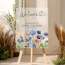 Señal Acrílica Modern Boho Dusty Blue Baby in Bloom Welcome     