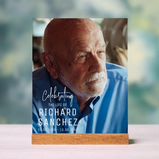 Señal Acrílica Modern Celebration Of Life Photo Funeral Memorial  (Neutral )