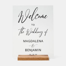 Señal Acrílica Modern Elegant Calligraphy Wedding Welcome