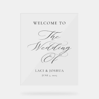 Señal Acrílica Modern Elegant Calligraphy Wedding Welcome Sign