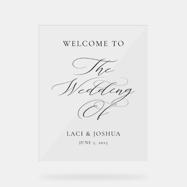 Señal Acrílica Modern Elegant Calligraphy Wedding Welcome Sign (Anverso)